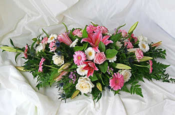 Flowers, Roses, Lilies, Gerberas, Greens, Cloth, Composition HD wallpaper
