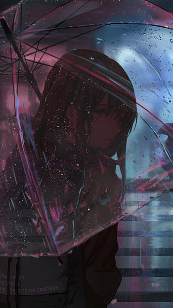 Sad anime girl, Rainy atmosphere, Emotional illustration, Japanese animation HD phone wallpaper