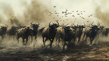 Stampede of Bulls - Epic, Stampede, bull HD wallpaper