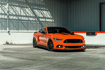Velgen Wheels Orange Ford Mustang , ford-mustang, ford, cars, muscle-cars, 2021-cars HD wallpaper