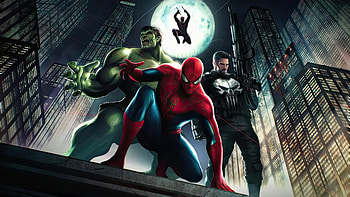 Epic Marvel Heroes United, hulk, spiderman, daredevil, the-punisher, punisher, superheroes, artwork, art, digital-art HD wallpaper