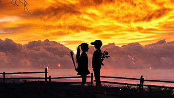 Childhood Broken Love , love, couple, artist, artwork, digital-art, silhouette HD wallpaper