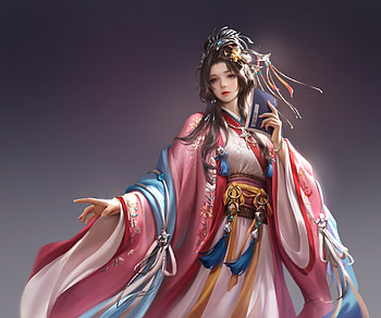 Fantasy girl, asian, hanji, pink, frumusete, fantasy, girl HD wallpaper