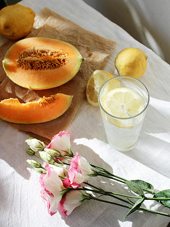 Melon, Flowers, Food, Glass, Lemon, Lemonade HD phone wallpaper