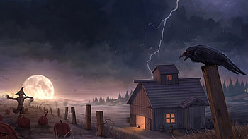 Halloween night, digital art, painting, art, halloween, , samhain HD wallpaper