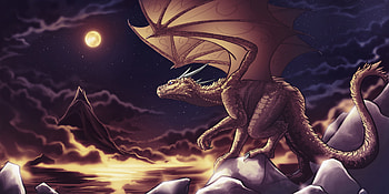 Sky, Art, Mountains, Night, Clouds, Dragon HD wallpaper