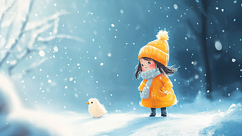 **Cute Winter Moments: Ultra **, cute winter, child, winter, snow, bird HD wallpaper