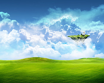 Island In The Sky, island, grass, sky, nature HD wallpaper
