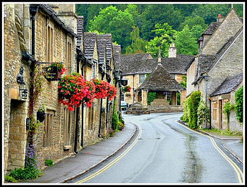 English Village, english, trees, flowers, village HD wallpaper