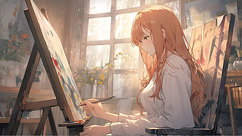 Original Anime Art: Serene Creativity in Light, AI Art, Anime, Original HD wallpaper