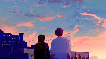 Romantic Sunset Couple Skyline Dream, romantic, love, couple, artist, artwork, digital-art HD wallpaper