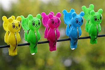 Bright, Miscellanea, Miscellaneous, Multicolored, Motley, Bear, Clothespins HD wallpaper
