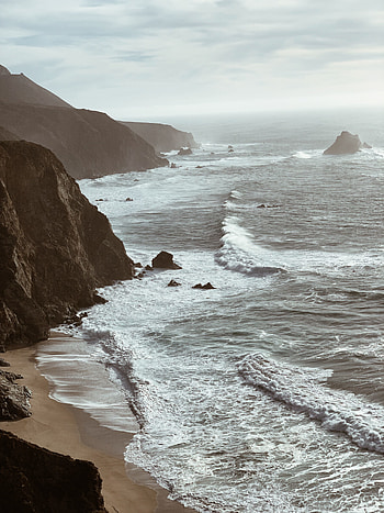 Coast, nature, sea waves, white, nature HD phone wallpaper