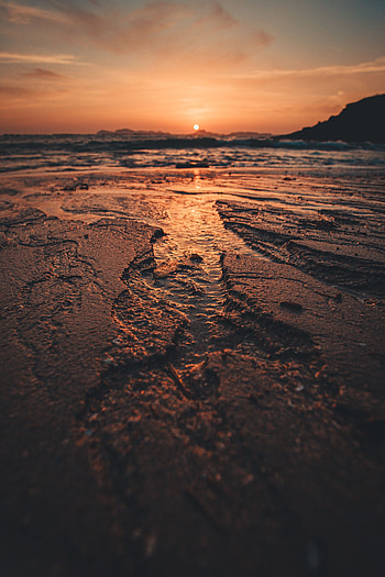 Nature, Water, Sunset, Twilight, Beach, Sand, Dusk HD phone wallpaper