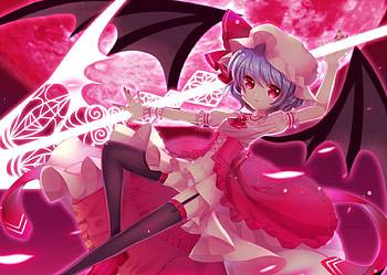 Remilia and Moon, classic, anime, touhou, wall, girl, saccubus, beauty HD wallpaper