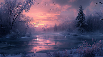 Winter Sunrise Over Frozen Lake |, frozen lake, winter, winter sunrise, river HD wallpaper