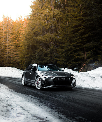 Winter, Audi, Snow, Cars, Road, Car, Grey, Speed HD phone wallpaper