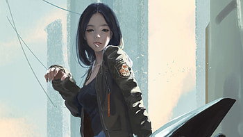 Anime Biker Girl, anime-girl, anime, biker, artist, artwork, digital-art, deviantart HD wallpaper