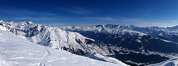 Landscape, mountains' range, blue sky, sunny day HD wallpaper