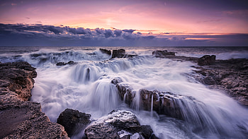 Sunset on the Bulgarian Coast, bulgaria, nature, rocks, sunset, waves HD wallpaper