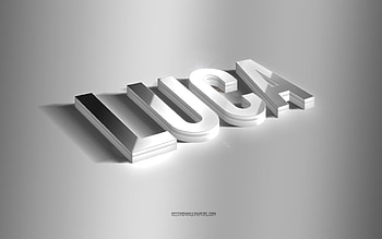 Luca, silver 3d art, gray background, with names, Luca name, Luca greeting card, 3d art, with Luca name HD wallpaper