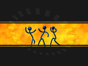 Work That Code, black, orange, figures, stick HD wallpaper