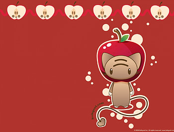 Bekyoot Apple Momo, Apple, Momo, Red, Kawaii, bekyoot, Cute HD wallpaper