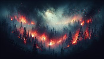 Fiery Night Forest, Wildfire, smoke, flame, tree HD wallpaper