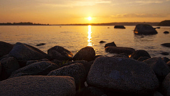 Nature, Stones, Sky, Sea, Shore, Bank HD wallpaper