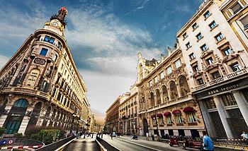 Sign, Cities, People, Sky, Clouds, Signs, City, Man, Human, Person, Spain, Madrid, Female, Woman HD wallpaper