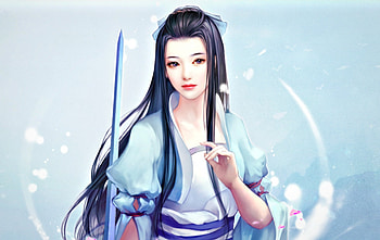 Fantasy girl, blue, sword, asian, the legend of sword and fairy, girl, chinese paladin, woman, fantasy, game, princess, katana HD wallpaper