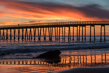 Nature, Sunset, Stones, Sea, Bridge, Construction, Design HD wallpaper