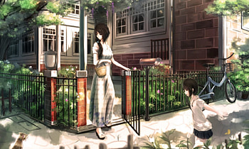 Back Yard, kitten, awesome, kitty, wonderful, long hair, nice, lady, scenery, cg, fence, maiden, , spendid, female, sweet, scene, bag, gate, house, gorgeous, girl, cat, black hair, anime girl, ag, anime, pretty, building, lovely, realistic, home HD wallpaper
