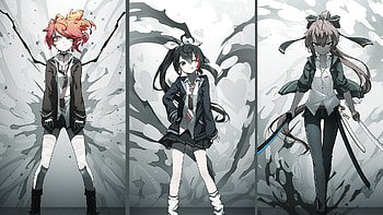 Collage, anime girls, school uniform HD wallpaper