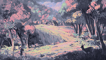 deer-glade, Digital Art, Digital Painting, Illustration, Artwork, Landscape HD wallpaper