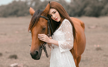 Beauties, asian, horse, cowgirl, girl, cal, bride HD wallpaper