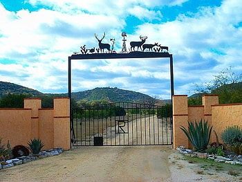 Gates to Hill Country Vistas, South Texas, gates, sky, plants, fence HD wallpaper