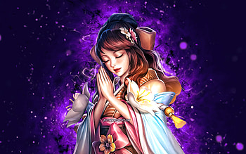 Guinevere Sakura Wishes, , violet neon lights, Mobile Legends, creative, Legend Skin, Guinevere Sakura Wishes Guide, Guinevere Sakura Wishes Mobile Legends HD wallpaper