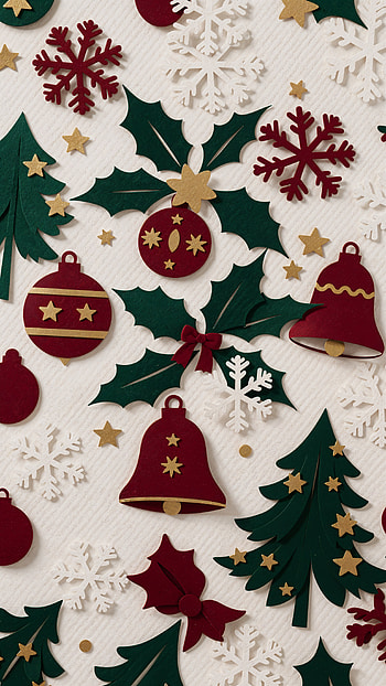Yuletide Paper-Cut: Holly & Bells , christmas ornaments, bell, snowflake HD phone wallpaper