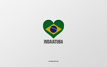 I Love Indaiatuba, Brazilian cities, Day of Indaiatuba, gray background, Indaiatuba, Brazil, Brazilian flag heart, favorite cities, Love Indaiatuba HD wallpaper