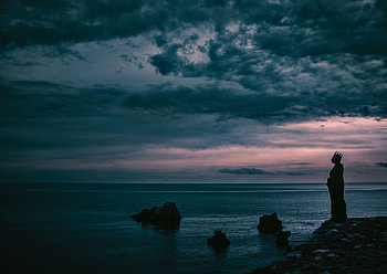 Sea, Night, Horizon, Shore, Bank, Dark, Silhouette, Crown HD wallpaper