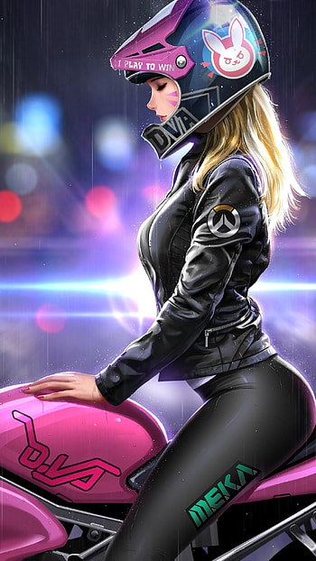 Dva Biker Girl. Mobile . Girl , Tattoo girl , Digital art girl, Anime Biker Girl HD phone wallpaper