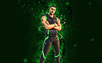 Reverb, , green neon lights, Fortnite Battle Royale, Fortnite characters, Reverb Skin, Fortnite, Reverb Fortnite HD wallpaper