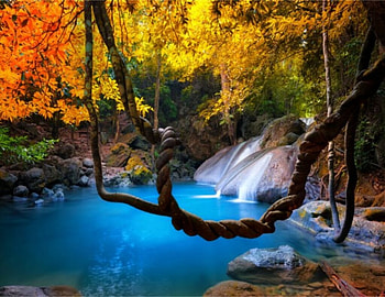 Autumn waterfalls, Thailand, Autumn, Branches, Tropics HD wallpaper