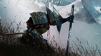 Kneeling sword, samurai, sword, Cool, katana, armor HD wallpaper