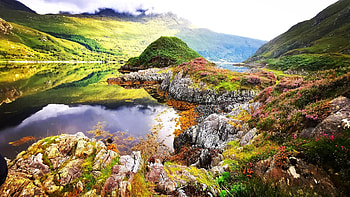 Loch Ailort - Scotland UK, highlands, hills, trees, sky, water HD wallpaper