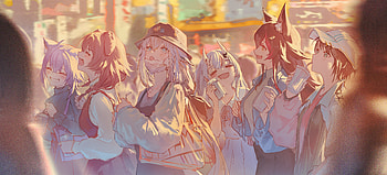 Hololive Icons Unite: Nekomata, Korone, Fubuki, Ayame & Mio in, Nekomata Okayu, Inugami Korone, Shirakami Fubuki, Nakiri Ayame, Ookami Mio HD wallpaper