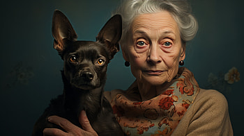 AI-Generated Elderly Woman and Pet Dog, AI Art, woman, Grandmother HD wallpaper
