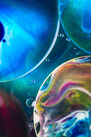 Drops, bubbles, blue, submerged, paint art HD phone wallpaper