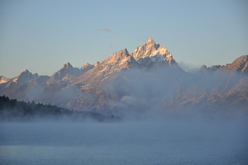 Nature, Mountains, Usa, Fog, United States, Wyoming, Grand Titon, Grand Teton HD wallpaper